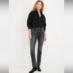 NWT Old Navy High-Rise Vintage Slim Straight Jeans Faded Black Wash Size 6P